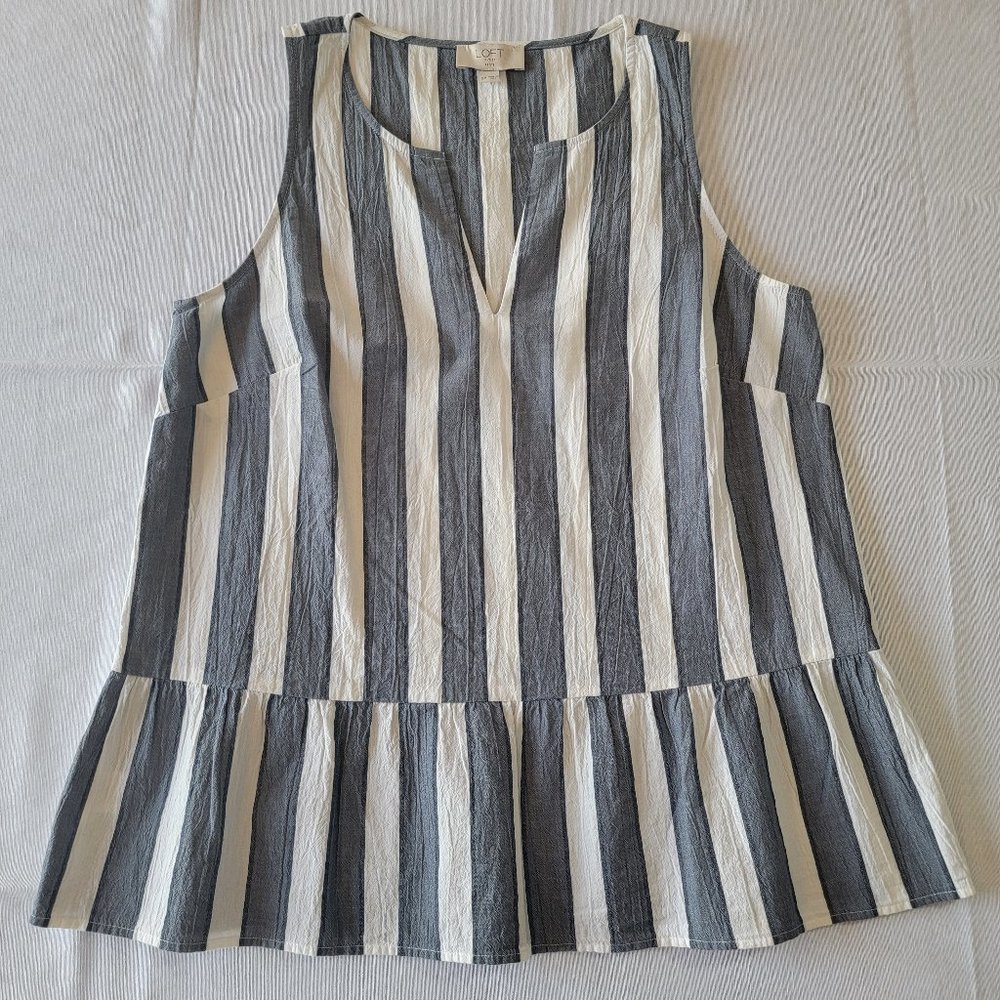 Loft Outlet, Blue and White Stripe Tank, Size Small Petite